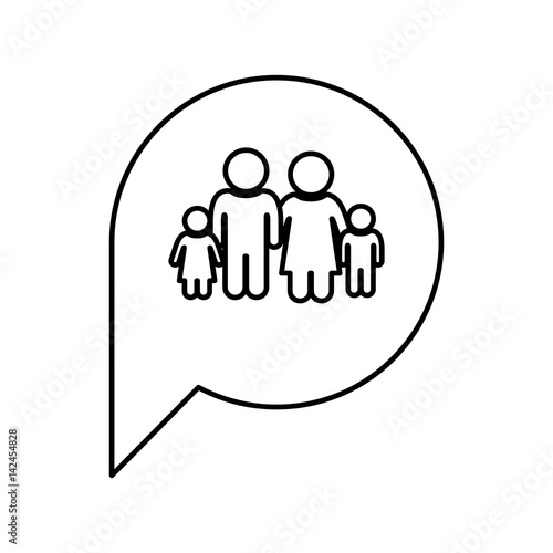 figure family inside chat bubble, vector illustration design