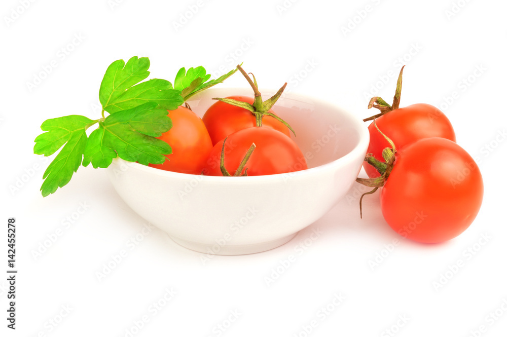 Tomato cherry isolated on a white background cutout Tomato cherry isolated on a white background cutout