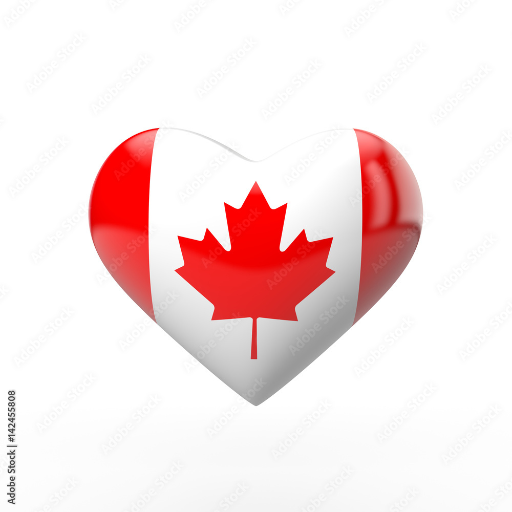 Canada heart flag. 3D rendering