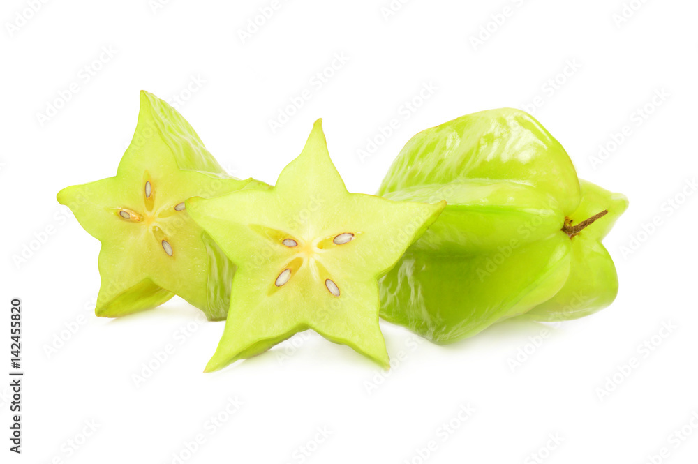 Fototapeta premium Starfruit on a white background. Clipping path