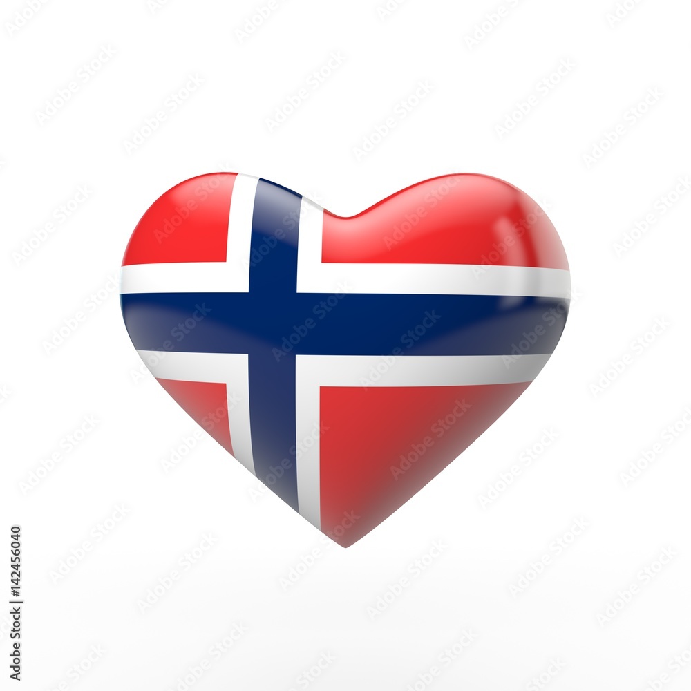 Obraz premium Norway heart flag. 3D rendering