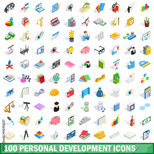 100 personal development icons set