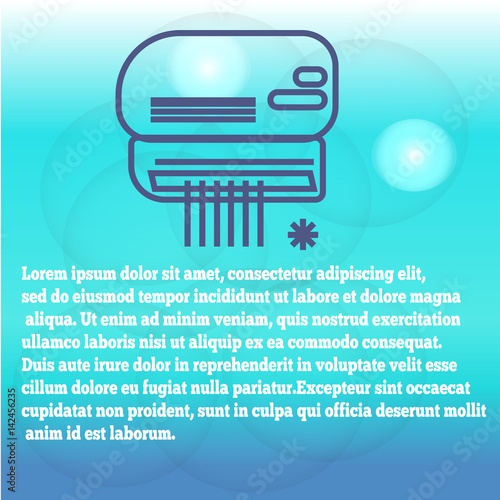 Modern conditioner with cold air flow at home vector illustration, advertisement banner template or background. Climate control technology. Conditioning split system.