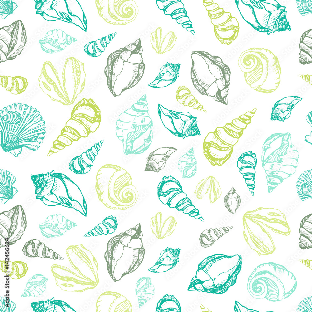 Sea shells seamless pattern Sea shells seamless pattern
