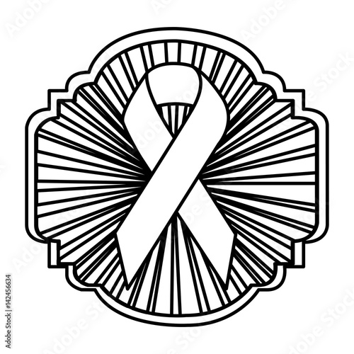 circular label with breast cancer symbol  vector illustration design