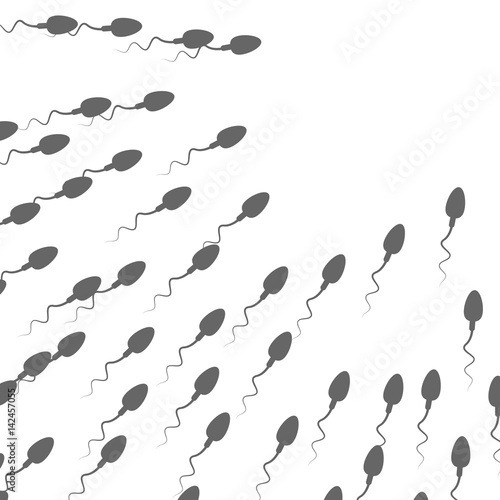 A large group of spermatozoa flows towards the target