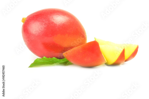 Red mango on a white background. Clipping path