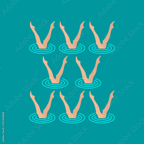 Woman athlete on the performance of synchronized swimming performing art elements