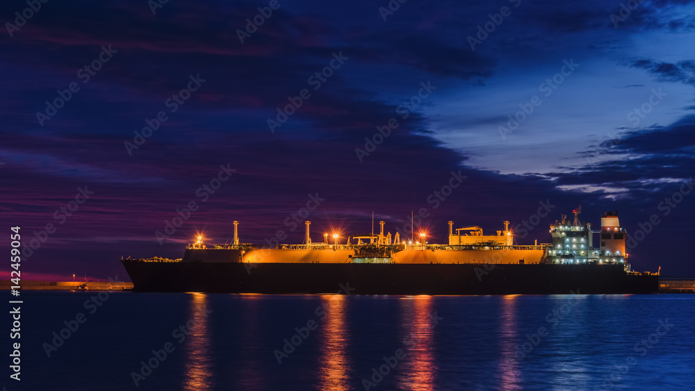 LNG TANKER AT DAWN IN SWINOUJSCIE - Sunrise in the sea port