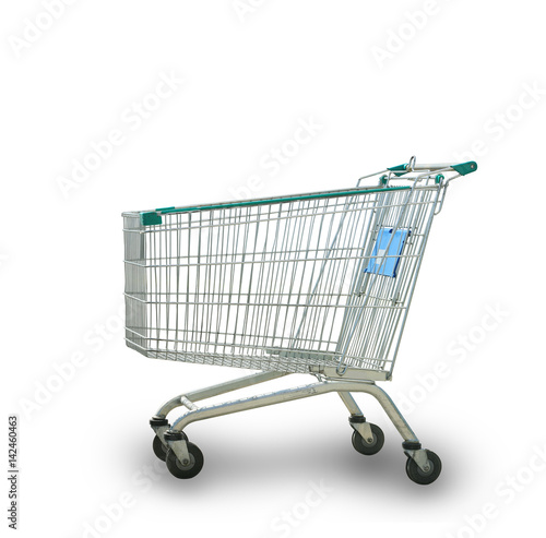 Empty shopping cart isolated on white background with clipping path.