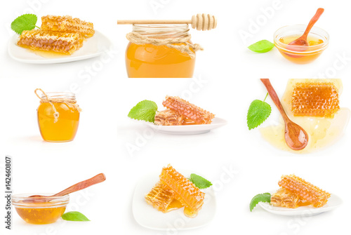 Set of Honey bee isolated on a white background cutout