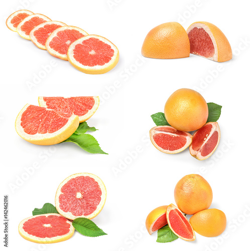 Group of grapefruit isolated on a white background with clipping path