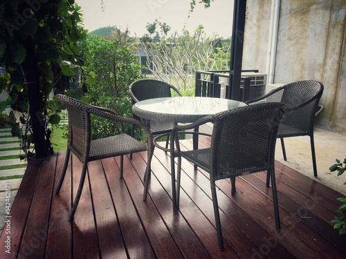 Wood chair on the porch room