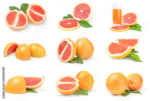 Collection of grapefruit over a white background
