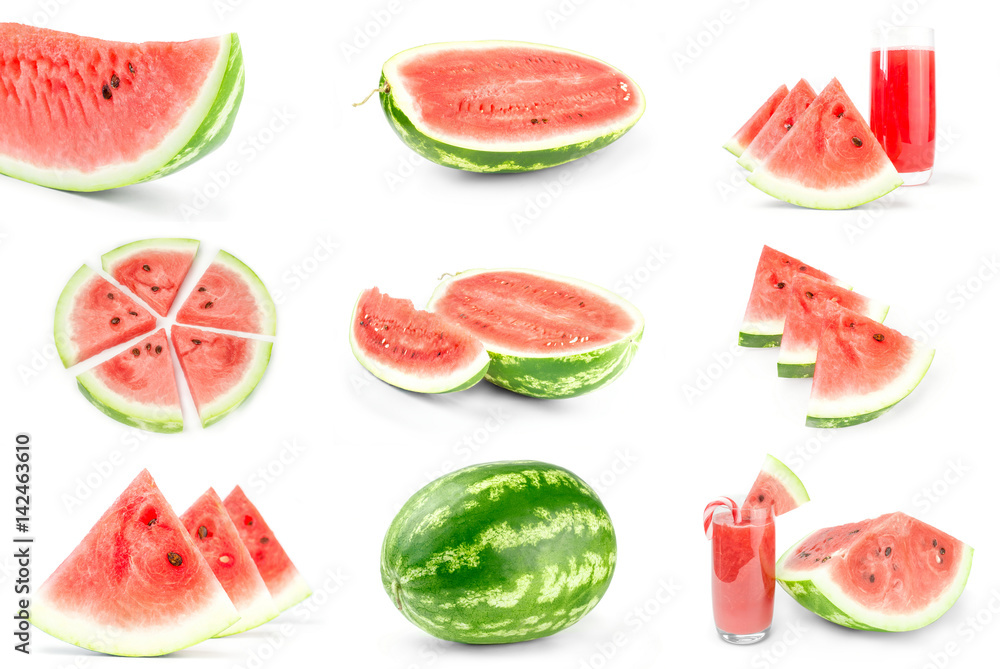 Group of Fresh watermelon isolated on a white background cutout Group of Fresh watermelon isolated on a white background cutout