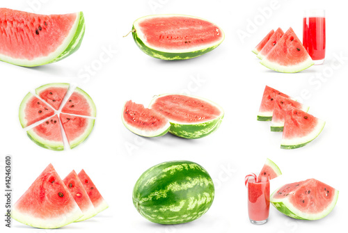 Group of Fresh watermelon isolated on a white background cutout