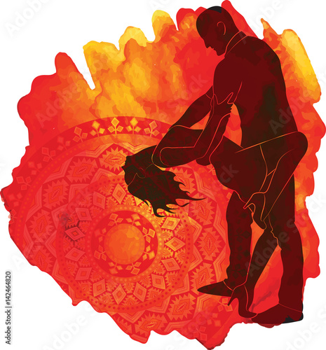 Silhouette of a dancing couple.