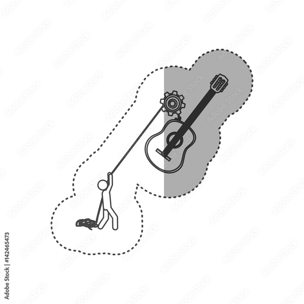 Fototapeta premium figure people with pulleys hanging the guitar, vector illustration