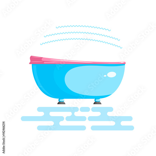 Color vector illustration of a device for hydromassage of feet. Vibration bath for feet hydromassage. Cartoon style