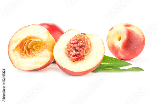 Juicy ripe peaches on a white background. Clipping path