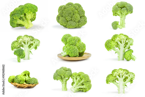 Set of broccoli cabbage isolated on a white background cutout