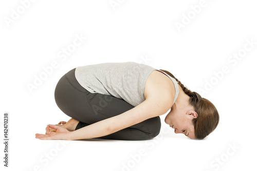 Yoga woman gray_Garhasana_side
