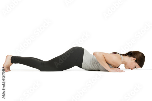 Yoga woman gray_Ashtanga Namaskar