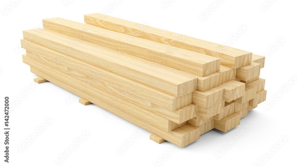 3D rendering Wooden beams and planks. Construction material. 3D rendering Wooden beams and planks. Construction material.