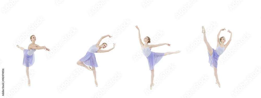 Actress Russian Ballet performs complex dance elements on a white background Actress Russian Ballet performs complex dance elements on a white background