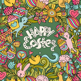 Cartoon vector hand drawn Doodle Happy Easter illustration.