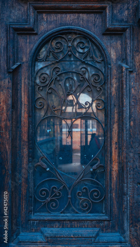 ancient brown wooden door