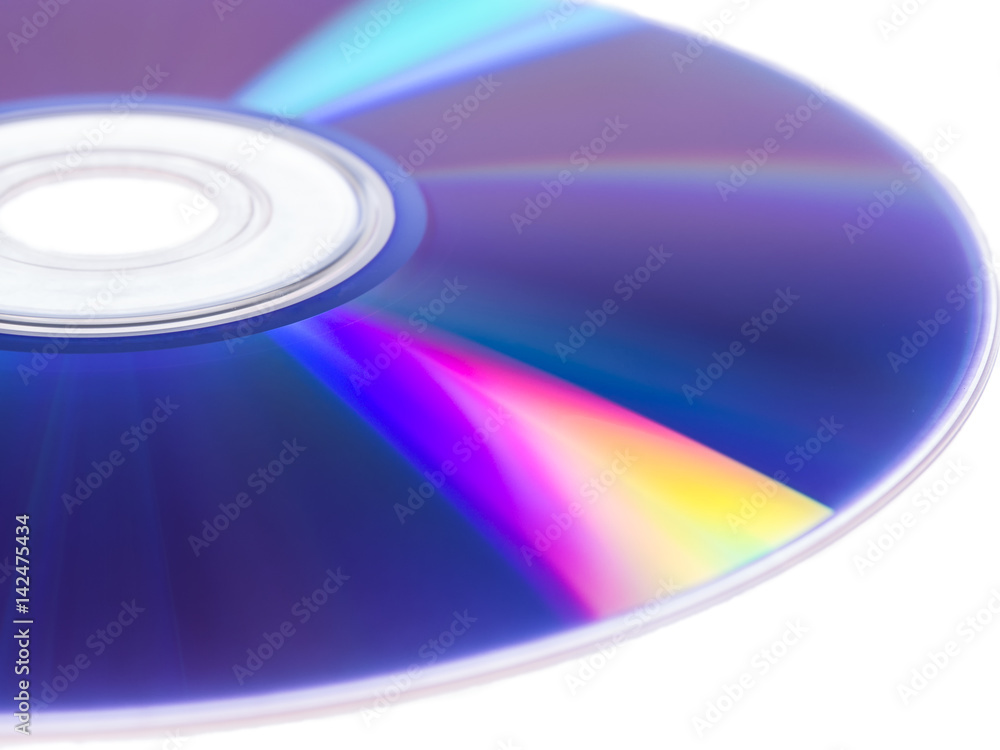 CDs with colorful reflections on white isolated background CDs with colorful reflections on white isolated background