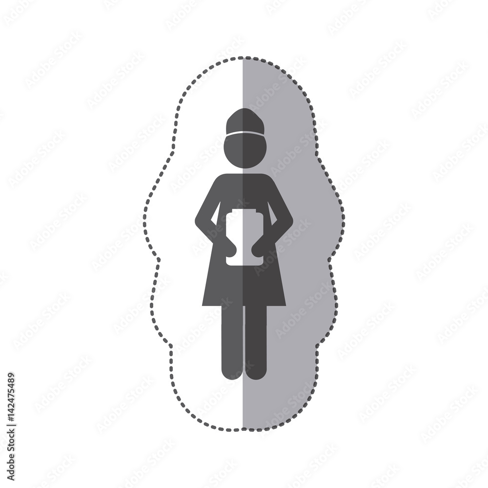 sticker monochrome silhouette of woman nurse icon vector illustration sticker monochrome silhouette of woman nurse icon vector illustration