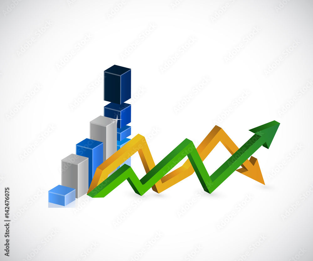 Blue graph up and down business arrow chart Blue graph up and down business arrow chart