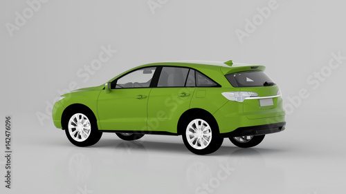 Generic green SUV car isolated on white background  back view