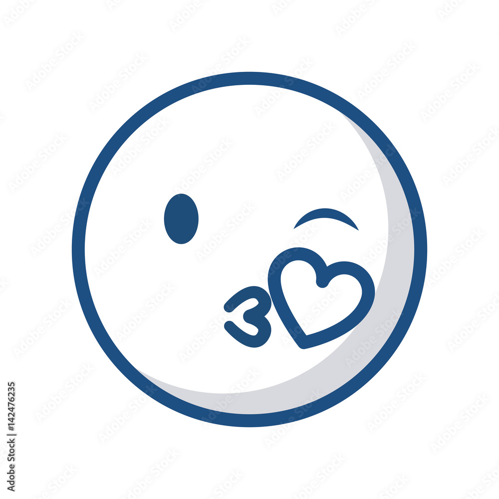 emoticon face blowing a kiss icon over white background. vector illustration