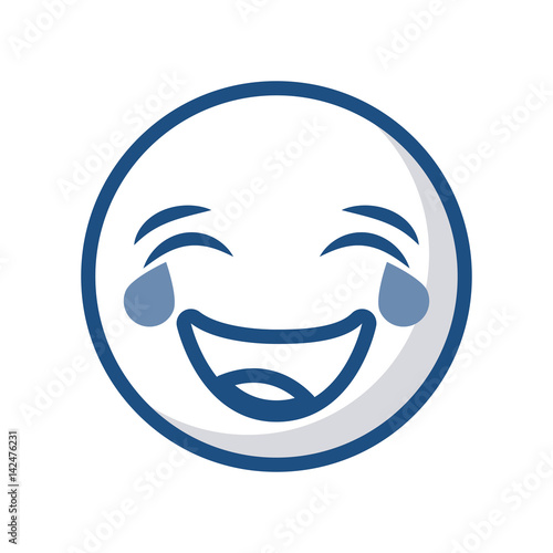 emoticon laughing face icon over white background. vector illustration