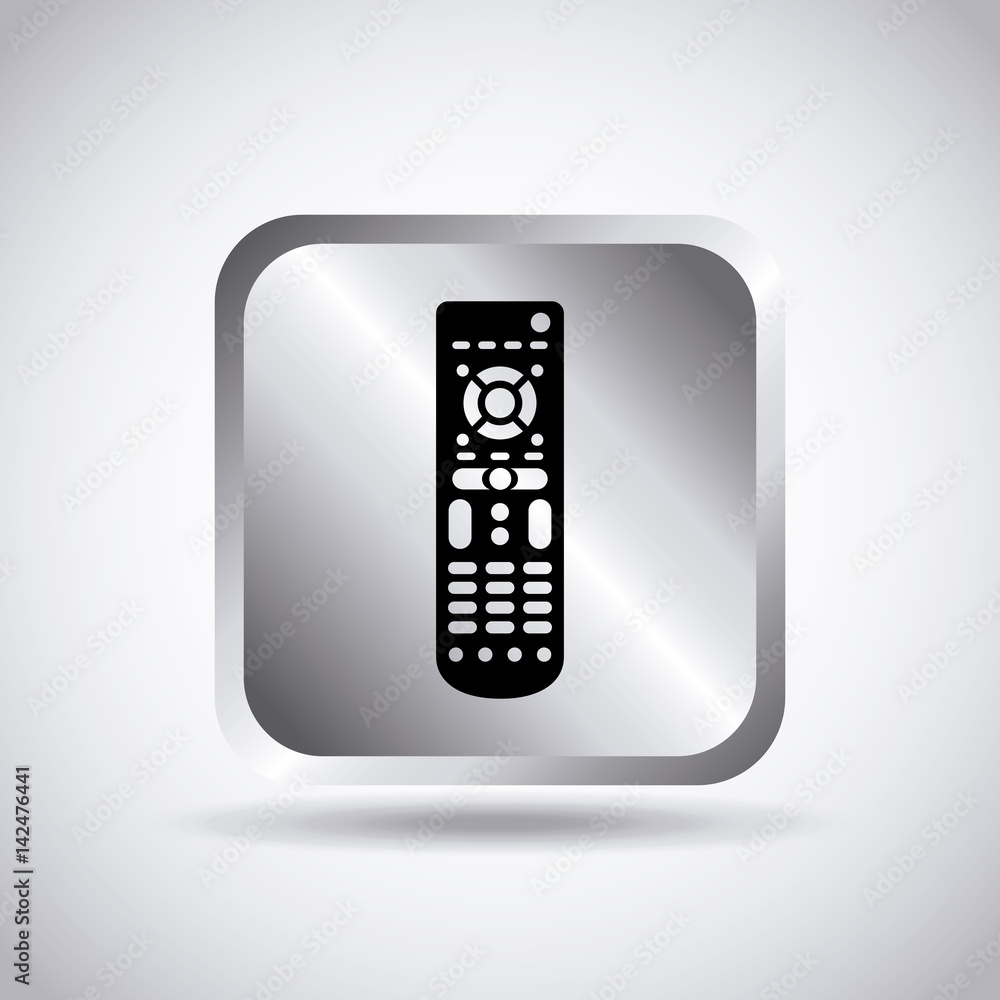 silver button with television control icon over white background. vector illustration silver button with television control icon over white background. vector illustration