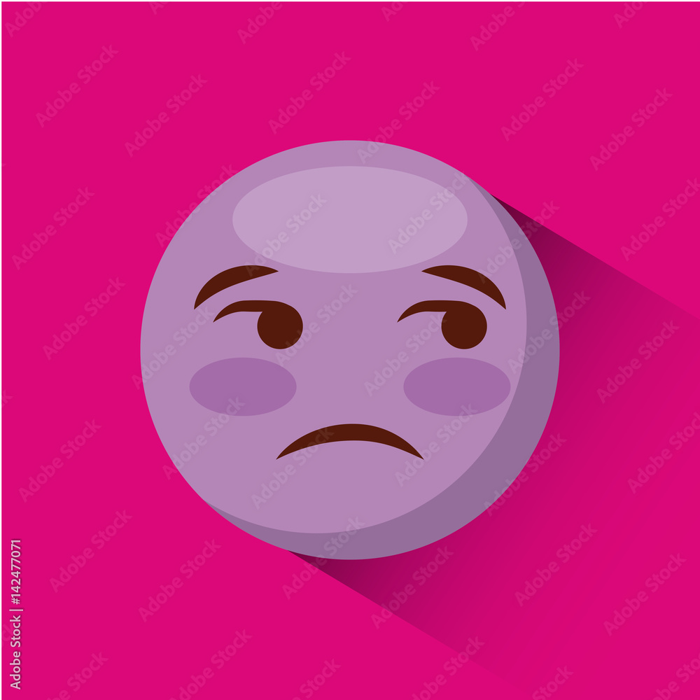 emoticon Unamused face icon over pink background. colorful design. vector illustration emoticon Unamused face icon over pink background. colorful design. vector illustration