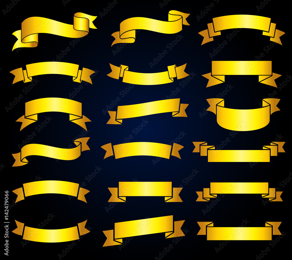 Retro golden ribbon banners vector stock Retro golden ribbon banners vector stock