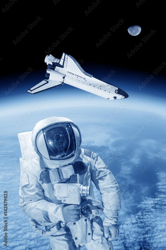 Naklejka premium Space shuttle and artronaut in space ( NASA image not used )