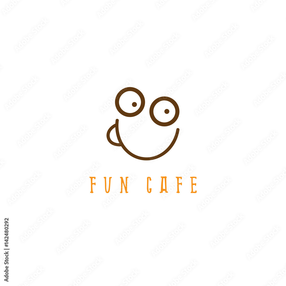 doodle fun smiling face and cup vector design template