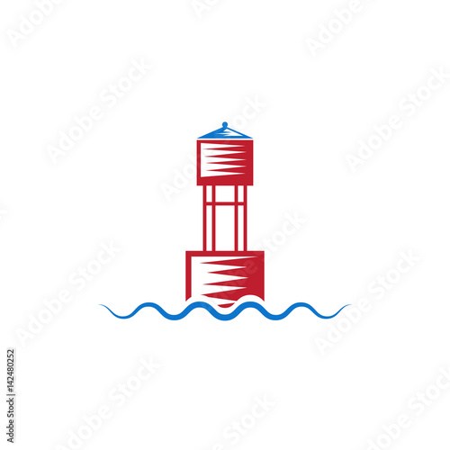 buoy on wave simple vector design template