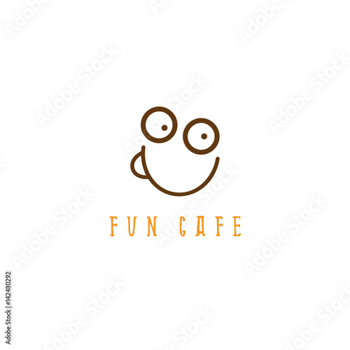 doodle fun smiling face and cup vector design template