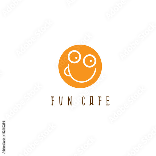 doodle fun smiling face and cup vector design template