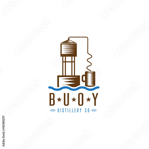 hooch still buoy distillery concept vector design template