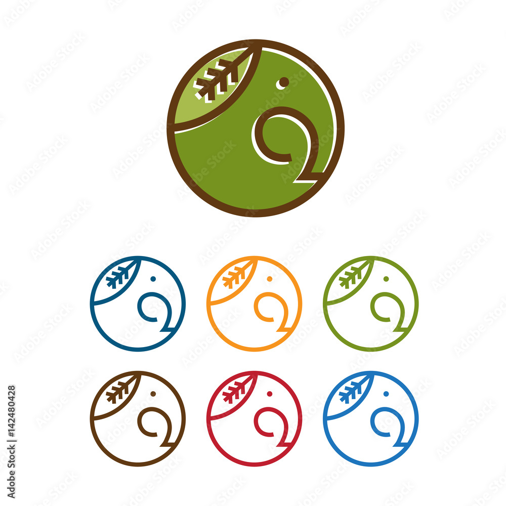 elephant with leaf simple icons vector design template elephant with leaf simple icons vector design template