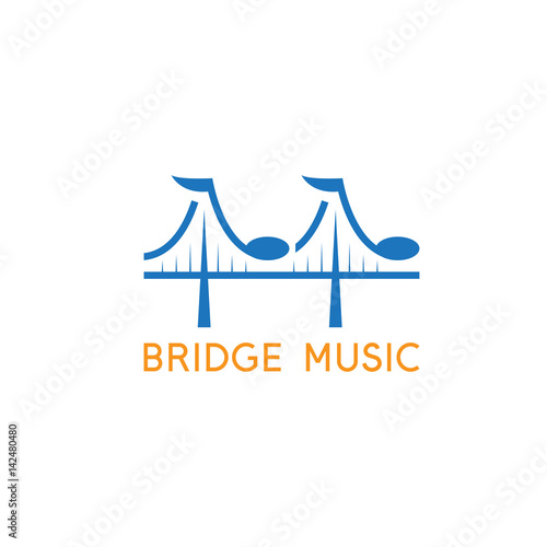 bridge with music notes vector design template