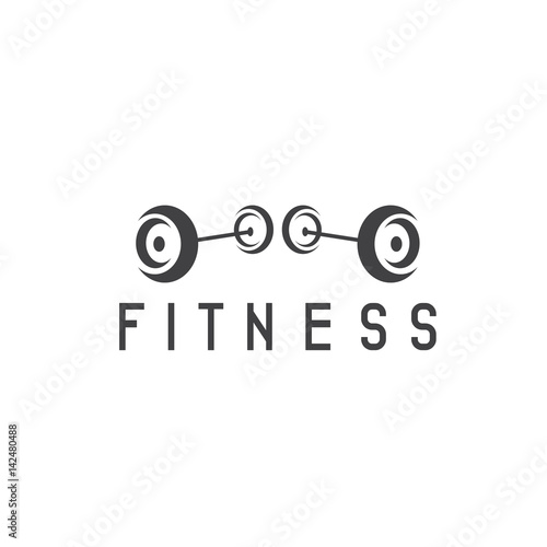 simple flat fitness vector illustration with barbell