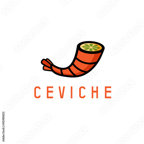 tail of shrimp and lime in it ceviche vector concept